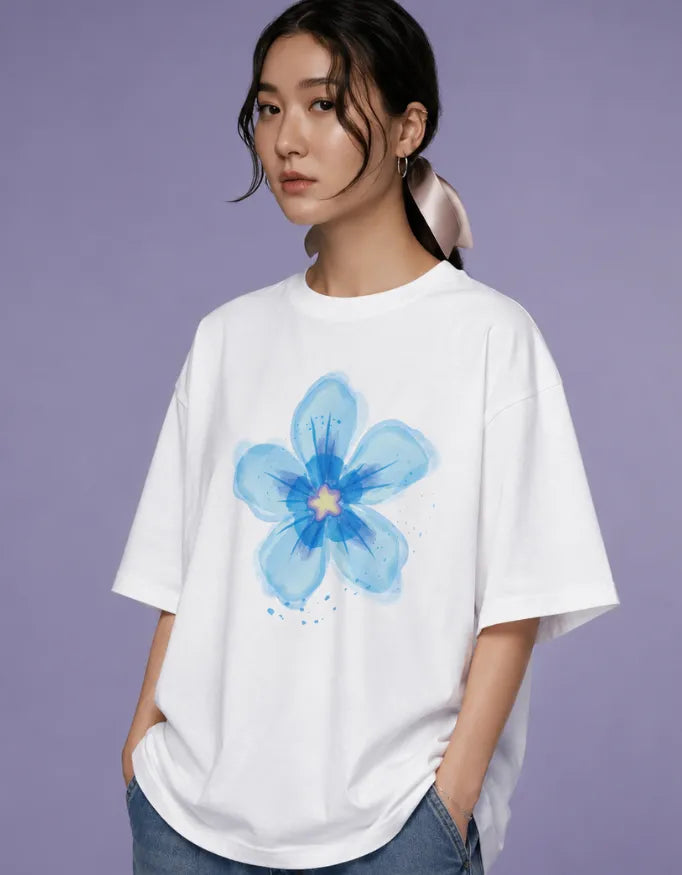 Blue Flower Premium Oversized Tee