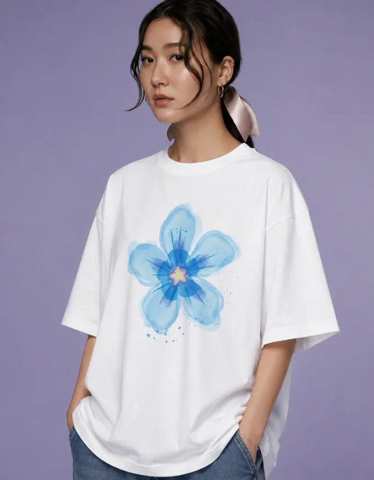Blue Flower Premium Oversized Tee
