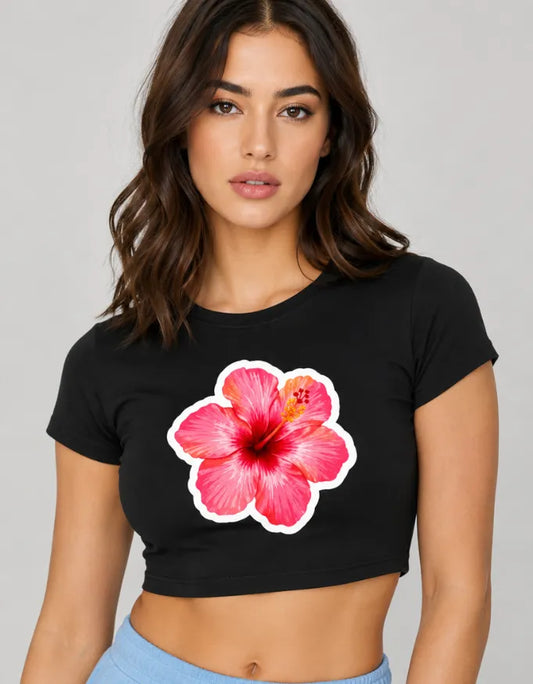 Red Flower Crop Top
