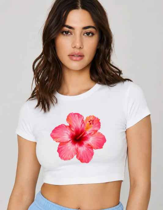 Red Flower Crop Top